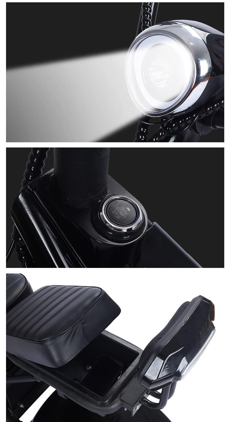 WKC3-3 Customized Design Two Batteries Electric Scooter 1500w Fat Tire Electric Scooter 3 wheels 