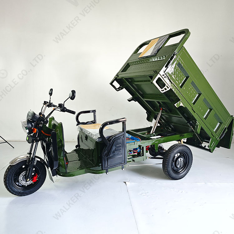 Electric Tricycles 3-Wheel Electric Cargo Bike with Automatic Lifting Hydraulic Rod Front Disc + Rear Drum Brake