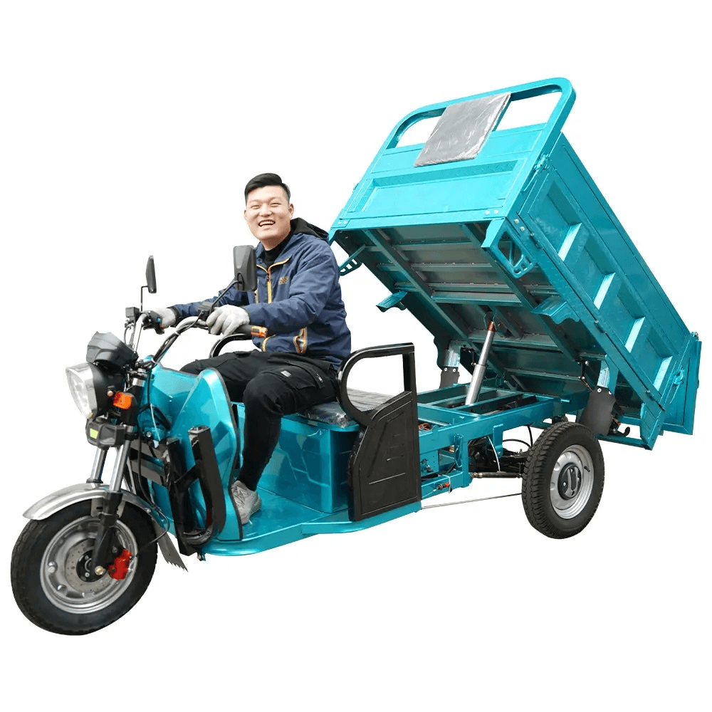 Electric Tricycles 3-Wheel Electric Cargo Bike with Automatic Lifting Hydraulic Rod Front Disc + Rear Drum Brake